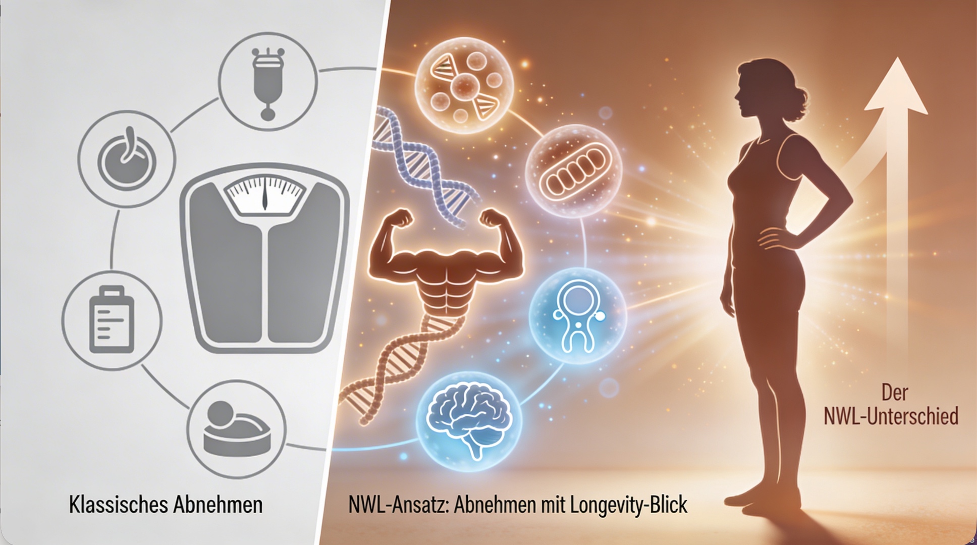 Vergleich: Klassisches Abnehmen versus der NWL-Ansatz – Abnehmen mit Longevity-Blick